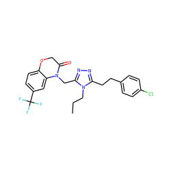 CCCn1c(CCc2ccc(Cl)cc2)nnc1CN1C(=O)COc2ccc(C(F)(F)F)cc21 ZINC000071315875