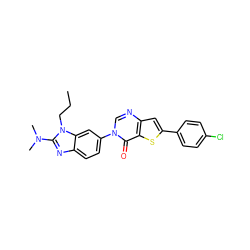 CCCn1c(N(C)C)nc2ccc(-n3cnc4cc(-c5ccc(Cl)cc5)sc4c3=O)cc21 ZINC000040764304