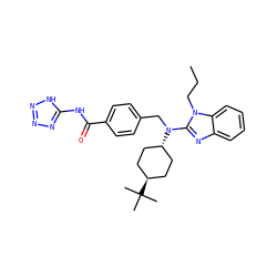 CCCn1c(N(Cc2ccc(C(=O)Nc3nnn[nH]3)cc2)[C@H]2CC[C@H](C(C)(C)C)CC2)nc2ccccc21 ZINC000253665374