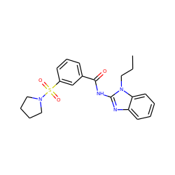 CCCn1c(NC(=O)c2cccc(S(=O)(=O)N3CCCC3)c2)nc2ccccc21 ZINC000002630722