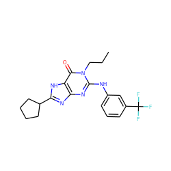 CCCn1c(Nc2cccc(C(F)(F)F)c2)nc2nc(C3CCCC3)[nH]c2c1=O ZINC000205309022