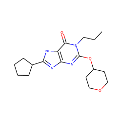 CCCn1c(OC2CCOCC2)nc2nc(C3CCCC3)[nH]c2c1=O ZINC000198743870