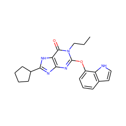 CCCn1c(Oc2cccc3cc[nH]c23)nc2nc(C3CCCC3)[nH]c2c1=O ZINC000117388682