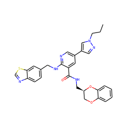 CCCn1cc(-c2cnc(NCc3ccc4ncsc4c3)c(C(=O)NC[C@@H]3COc4ccccc4O3)c2)cn1 ZINC000473135105