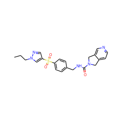 CCCn1cc(S(=O)(=O)c2ccc(CNC(=O)N3Cc4ccncc4C3)cc2)cn1 ZINC000096283102