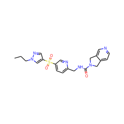 CCCn1cc(S(=O)(=O)c2ccc(CNC(=O)N3Cc4ccncc4C3)nc2)cn1 ZINC001772627097