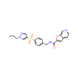 CCCn1cc(S(=O)(=O)c2ccc(CNC(=O)c3cc4ccncc4o3)cc2)cn1 ZINC000144931302