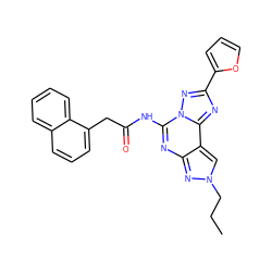 CCCn1cc2c(nc(NC(=O)Cc3cccc4ccccc34)n3nc(-c4ccco4)nc23)n1 ZINC000045300538