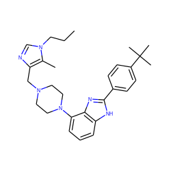 CCCn1cnc(CN2CCN(c3cccc4[nH]c(-c5ccc(C(C)(C)C)cc5)nc34)CC2)c1C ZINC000040955427