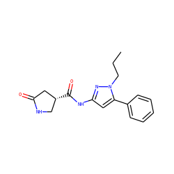 CCCn1nc(NC(=O)[C@@H]2CNC(=O)C2)cc1-c1ccccc1 ZINC000169706940