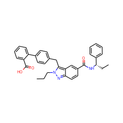 CCCn1nc2ccc(C(=O)N[C@@H](CC)c3ccccc3)cc2c1Cc1ccc(-c2ccccc2C(=O)O)cc1 ZINC000103263774