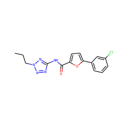 CCCn1nnc(NC(=O)c2ccc(-c3cccc(Cl)c3)o2)n1 ZINC000000802408