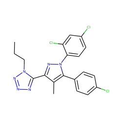 CCCn1nnnc1-c1nn(-c2ccc(Cl)cc2Cl)c(-c2ccc(Cl)cc2)c1C ZINC000029124898