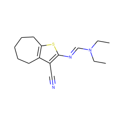 CCN(/C=N/c1sc2c(c1C#N)CCCCC2)CC ZINC000018324785