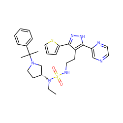 CCN([C@@H]1CCN(C(C)(C)c2ccccc2)C1)S(=O)(=O)NCCc1c(-c2cccs2)n[nH]c1-c1cnccn1 ZINC000072173628