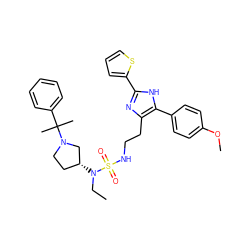 CCN([C@@H]1CCN(C(C)(C)c2ccccc2)C1)S(=O)(=O)NCCc1nc(-c2cccs2)[nH]c1-c1ccc(OC)cc1 ZINC000014978282