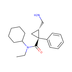 CCN(C(=O)[C@@]1(c2ccccc2)C[C@@H]1CN)C1CCCCC1 ZINC000029127553