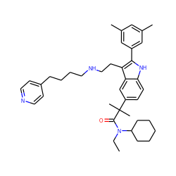 CCN(C(=O)C(C)(C)c1ccc2[nH]c(-c3cc(C)cc(C)c3)c(CCNCCCCc3ccncc3)c2c1)C1CCCCC1 ZINC000029464962