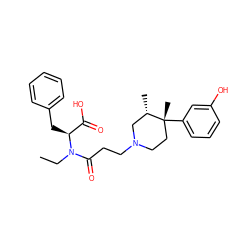 CCN(C(=O)CCN1CC[C@@](C)(c2cccc(O)c2)[C@@H](C)C1)[C@@H](Cc1ccccc1)C(=O)O ZINC000029126511