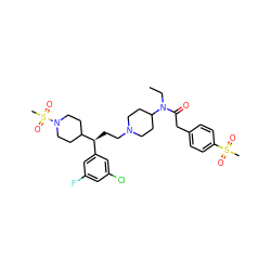 CCN(C(=O)Cc1ccc(S(C)(=O)=O)cc1)C1CCN(CC[C@@H](c2cc(F)cc(Cl)c2)C2CCN(S(C)(=O)=O)CC2)CC1 ZINC000068045350