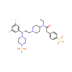 CCN(C(=O)Cc1ccc(S(C)(=O)=O)cc1)C1CCN(CC[C@@H](c2cc(F)cc(F)c2)N2CCN(S(C)(=O)=O)CC2)CC1 ZINC000073280665