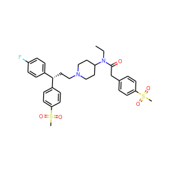 CCN(C(=O)Cc1ccc(S(C)(=O)=O)cc1)C1CCN(CC[C@@H](c2ccc(F)cc2)c2ccc(S(C)(=O)=O)cc2)CC1 ZINC000038157777