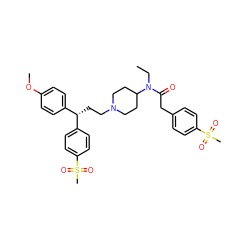 CCN(C(=O)Cc1ccc(S(C)(=O)=O)cc1)C1CCN(CC[C@@H](c2ccc(OC)cc2)c2ccc(S(C)(=O)=O)cc2)CC1 ZINC000038157775