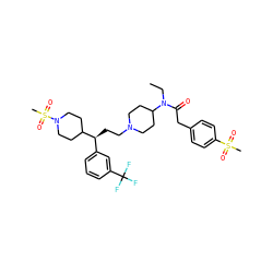 CCN(C(=O)Cc1ccc(S(C)(=O)=O)cc1)C1CCN(CC[C@@H](c2cccc(C(F)(F)F)c2)C2CCN(S(C)(=O)=O)CC2)CC1 ZINC000068045348