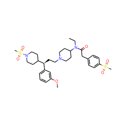 CCN(C(=O)Cc1ccc(S(C)(=O)=O)cc1)C1CCN(CC[C@@H](c2cccc(OC)c2)C2CCN(S(C)(=O)=O)CC2)CC1 ZINC000073293586