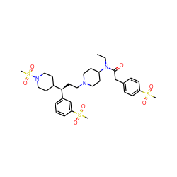 CCN(C(=O)Cc1ccc(S(C)(=O)=O)cc1)C1CCN(CC[C@@H](c2cccc(S(C)(=O)=O)c2)C2CCN(S(C)(=O)=O)CC2)CC1 ZINC000082178821