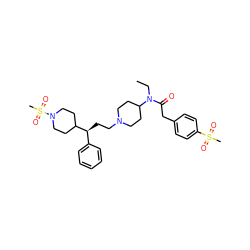 CCN(C(=O)Cc1ccc(S(C)(=O)=O)cc1)C1CCN(CC[C@@H](c2ccccc2)C2CCN(S(C)(=O)=O)CC2)CC1 ZINC000073279951