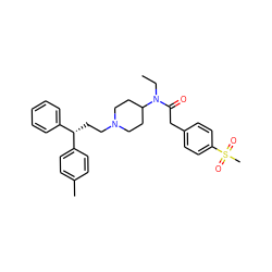 CCN(C(=O)Cc1ccc(S(C)(=O)=O)cc1)C1CCN(CC[C@@H](c2ccccc2)c2ccc(C)cc2)CC1 ZINC000028528374