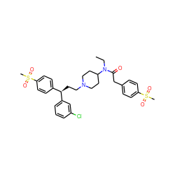 CCN(C(=O)Cc1ccc(S(C)(=O)=O)cc1)C1CCN(CC[C@H](c2ccc(S(C)(=O)=O)cc2)c2cccc(Cl)c2)CC1 ZINC000003916181