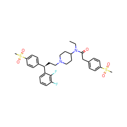 CCN(C(=O)Cc1ccc(S(C)(=O)=O)cc1)C1CCN(CC[C@H](c2ccc(S(C)(=O)=O)cc2)c2cccc(F)c2F)CC1 ZINC000038157774