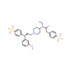 CCN(C(=O)Cc1ccc(S(C)(=O)=O)cc1)C1CCN(CC[C@H](c2ccc(S(C)(=O)=O)cc2)c2cccc(OC)c2)CC1 ZINC000038157769