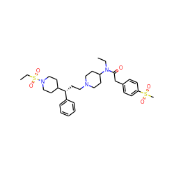 CCN(C(=O)Cc1ccc(S(C)(=O)=O)cc1)C1CCN(CC[C@H](c2ccccc2)C2CCN(S(=O)(=O)CC)CC2)CC1 ZINC000003916199