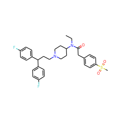 CCN(C(=O)Cc1ccc(S(C)(=O)=O)cc1)C1CCN(CCC(c2ccc(F)cc2)c2ccc(F)cc2)CC1 ZINC000028528164