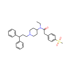 CCN(C(=O)Cc1ccc(S(C)(=O)=O)cc1)C1CCN(CCC(c2ccccc2)c2ccccc2)CC1 ZINC000028347472