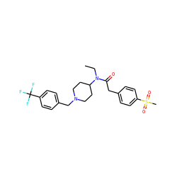 CCN(C(=O)Cc1ccc(S(C)(=O)=O)cc1)C1CCN(Cc2ccc(C(F)(F)F)cc2)CC1 ZINC000084618212