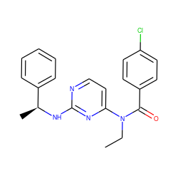 CCN(C(=O)c1ccc(Cl)cc1)c1ccnc(N[C@@H](C)c2ccccc2)n1 ZINC000049070360