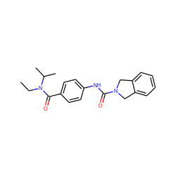 CCN(C(=O)c1ccc(NC(=O)N2Cc3ccccc3C2)cc1)C(C)C ZINC000166833571