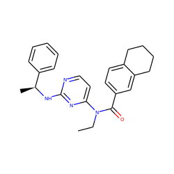 CCN(C(=O)c1ccc2c(c1)CCCC2)c1ccnc(N[C@@H](C)c2ccccc2)n1 ZINC000049055280