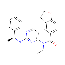 CCN(C(=O)c1ccc2c(c1)CCO2)c1ccnc(N[C@@H](C)c2ccccc2)n1 ZINC000049112703