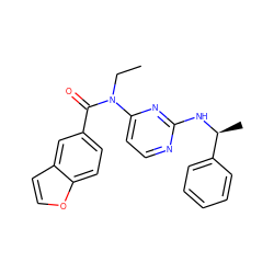 CCN(C(=O)c1ccc2occc2c1)c1ccnc(N[C@@H](C)c2ccccc2)n1 ZINC000049071523