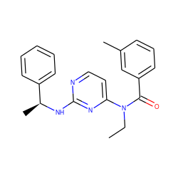 CCN(C(=O)c1cccc(C)c1)c1ccnc(N[C@@H](C)c2ccccc2)n1 ZINC000049072772