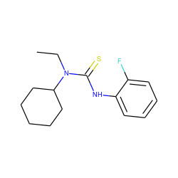 CCN(C(=S)Nc1ccccc1F)C1CCCCC1 ZINC000008577651