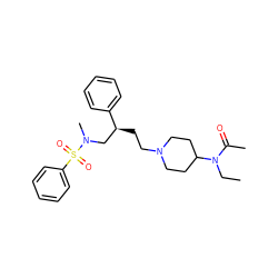 CCN(C(C)=O)C1CCN(CC[C@@H](CN(C)S(=O)(=O)c2ccccc2)c2ccccc2)CC1 ZINC000026498067