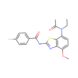 CCN(C(C)=O)c1ccc(OC)c2nc(NC(=O)c3ccc(F)cc3)sc12 ZINC000003816736