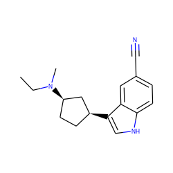 CCN(C)[C@@H]1CC[C@H](c2c[nH]c3ccc(C#N)cc23)C1 ZINC000034148527