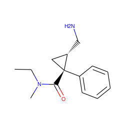 CCN(C)C(=O)[C@@]1(c2ccccc2)C[C@@H]1CN ZINC000029127666